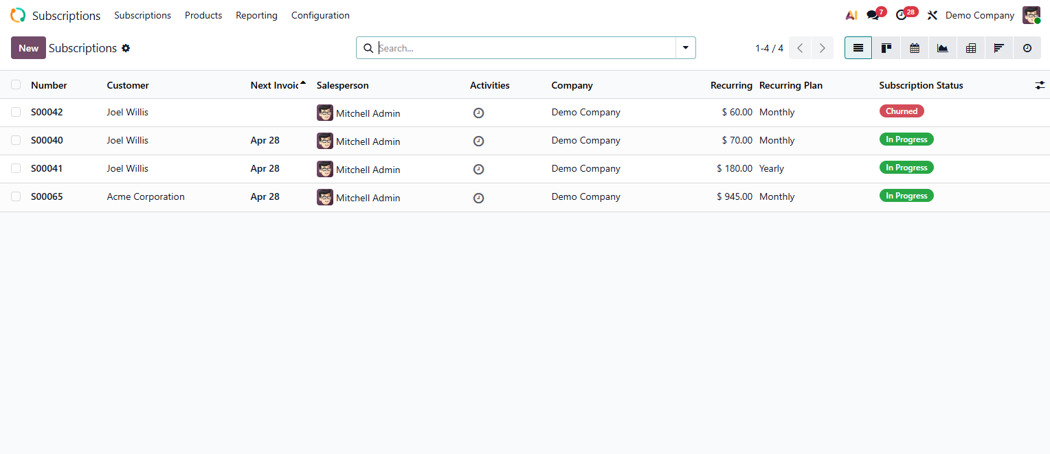 Odoo Subscriptions